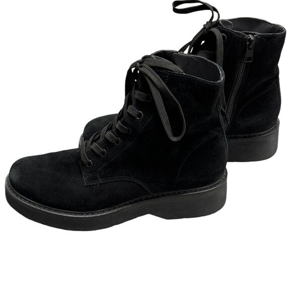 Vince Black Cabria Suede Lug Lace Up Combat Boots - Picture 2 of 15